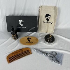 Rapid Beard Kit ~ Special Edition ~ Brush,‎ Comb, Scissors, Balm, Oil, & Bag NEW